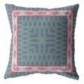 Homeroots 28 in. Nest Ornate Frame Indoor & Outdoor Throw Pillow Pink & Blue 412335